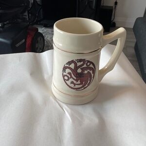 Game Of Thrones Targaryen Fire And Blood Dragon Ceramic White Beer Stein Mug